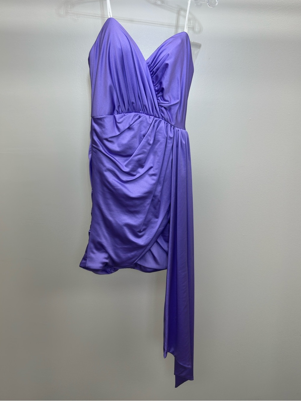 Purple Ruched Draped Mini Dress